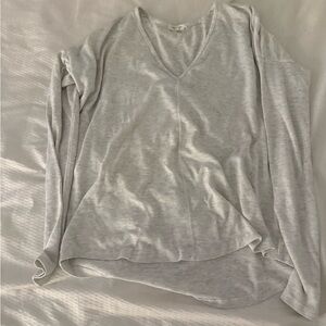 rag & bone Light Gray Long Sleeve V-Neck Top